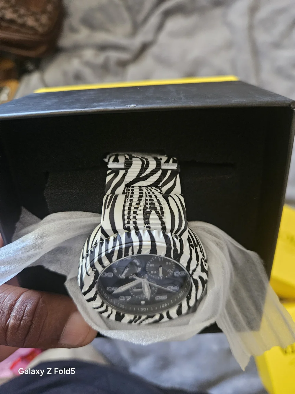 Invicta Men's Black & White Zebra-Pattern 50mm Watch